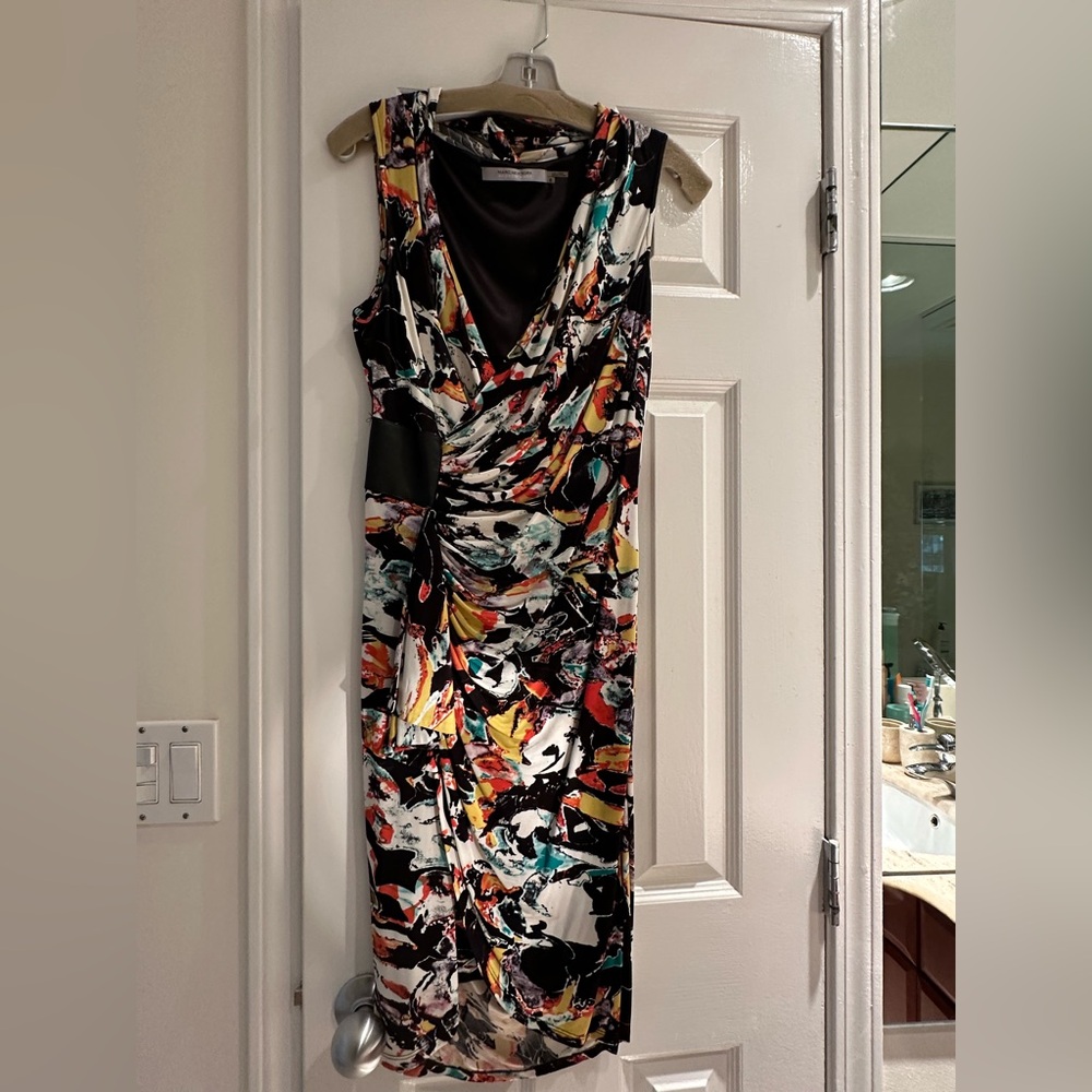 Marc New York Black and White Abstract Midi Dress